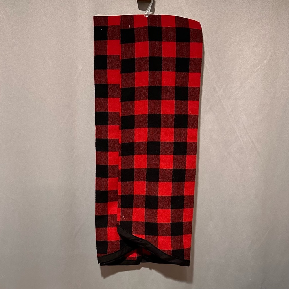 Red and Black Buffalo Plaid Christmas Tree Skirt-48”